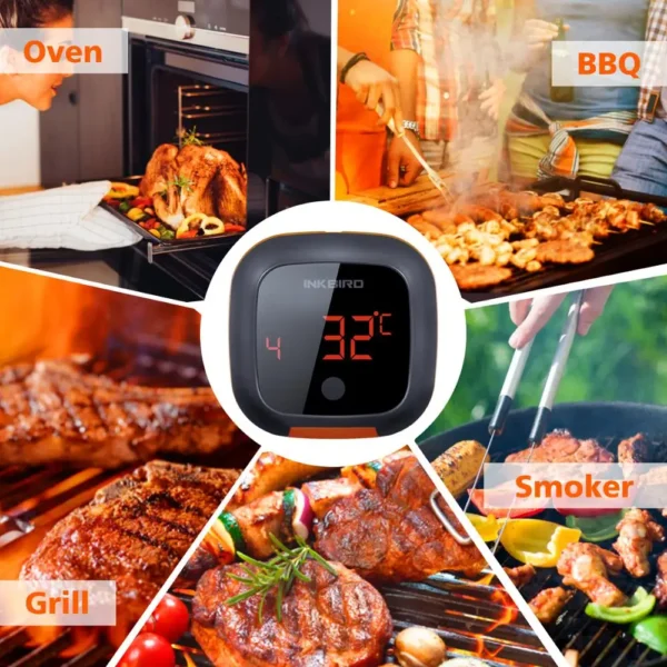 INKBIRD-BBQ مقياس حرارة طهي اللحوم ، IBT-4XS ، دوران رقمي ، شاشة قراءة ، بلوتوث كونكت ، تصميم مغناطيسي ، 2 مسابر ، 4 مسابر - Image 6