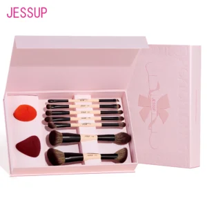 مجموعة فرش المكياج JESSUP الفاخرة – 3/7 قطع مزدوجة مع إسفنجة وصندوق هدايا