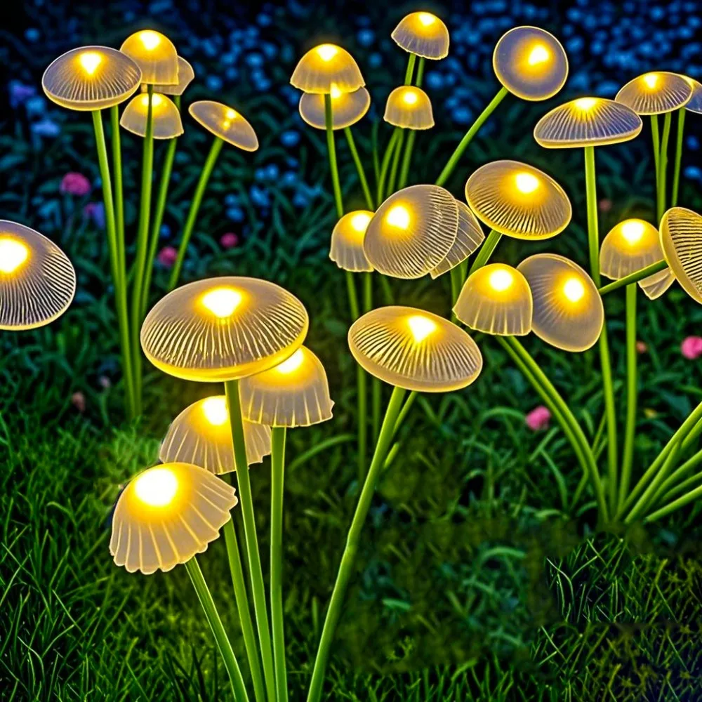 أضواء الحديقة الشمسية وضع مزدوج LED أضواء الفطر الشمسية للماء ديكور ساحة فناء مسار قنديل البحر لأجواء الحديقة