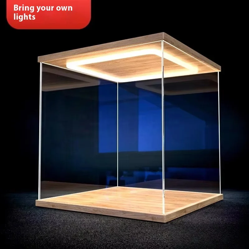 حافظة عرض شفافة بأضواء LED – أكريليك لحماية وعرض المجسمات والدمى