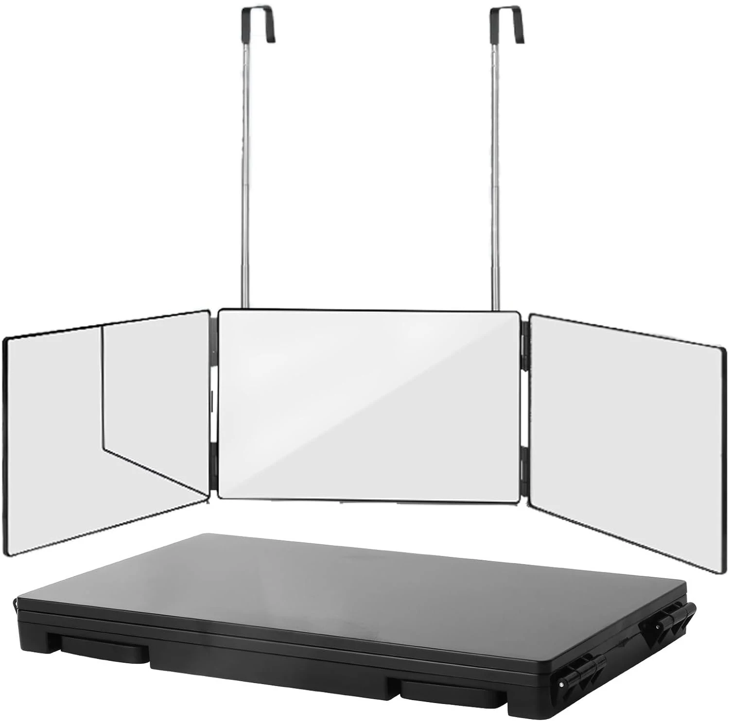 مرآة سوداء محمولة بزاوية 360 درجة – قابلة للطي والارتفاع مع خطافات للتعليق