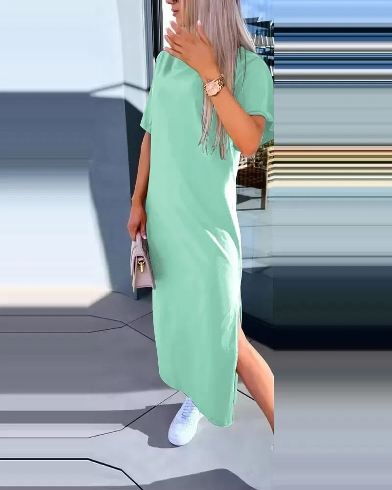 ملابس نسائية للربيع والصيف، فستان محبوك جديد للسيدات بلون سادة من الدانتيل الخلفي بدون أكمام