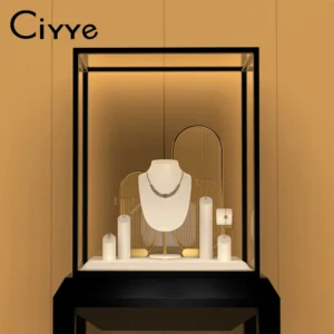 طقم عرض مجوهرات بيج من Ciyye – ستاند عرض للقلادة، الأقراط، والخواتم