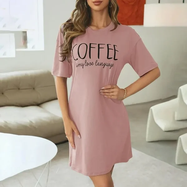 بيجاما نسائية كاجوال بأكمام قصيرة – برسومات كرتونية لطيفة - Image 2