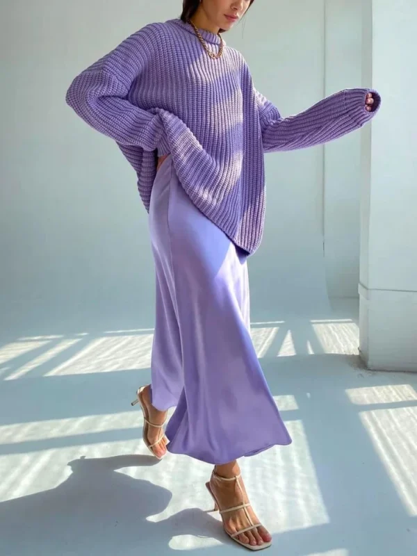 تنورة ذيل السمكة من الساتان عالية الخصر – موضة كورية - Image 2