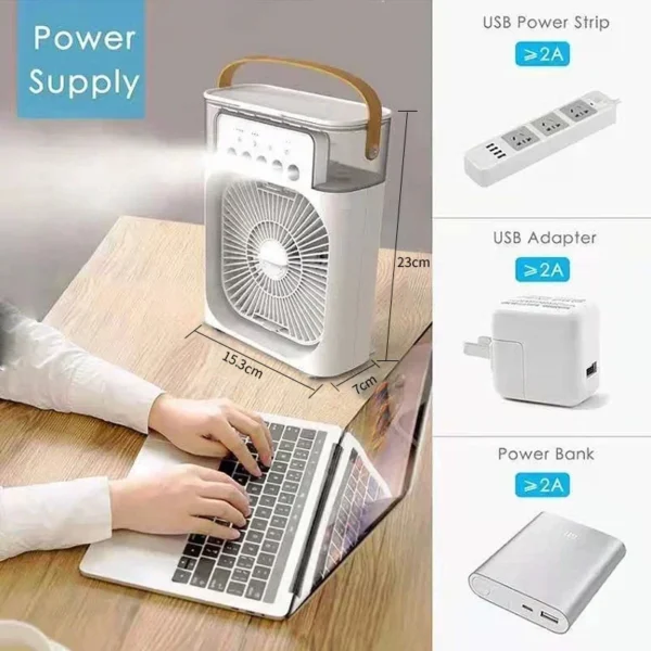 مروحة 3 في 1 مع مكيف ومُرطّب وإضاءة LED - Image 3